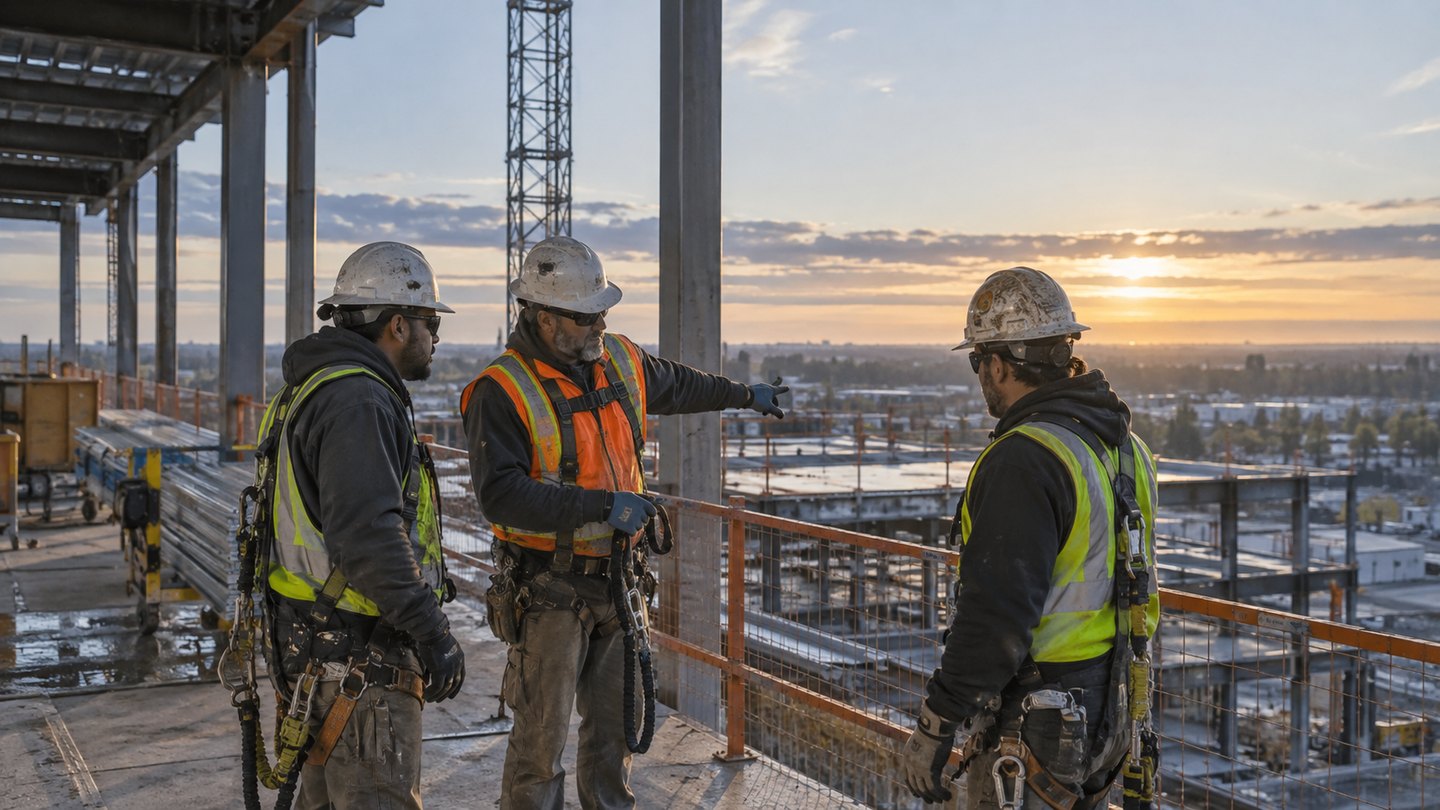 Before anybody climbs: make sure they have a way back down — construction crew safety meeting